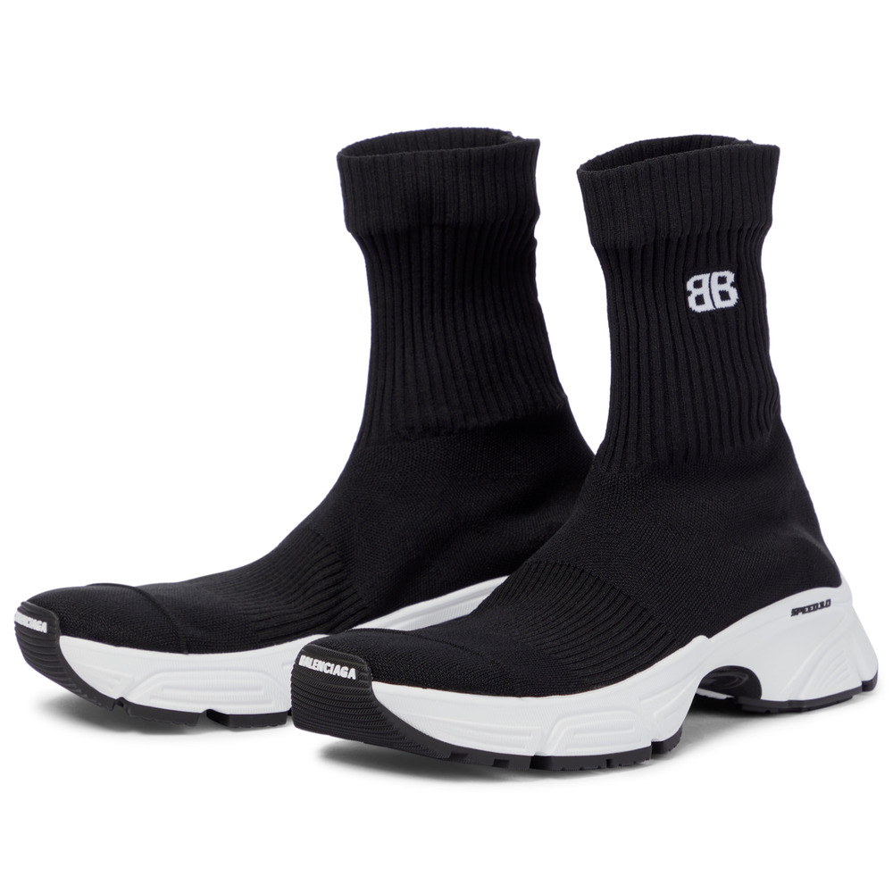 Balenciaga Speed 3.0 Sock Trainer Knit White Black High Top Runner Sneakers 41 - Picture 8 of 12